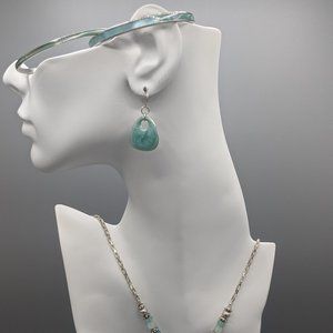 Beautiful Aqua Enamel Necklace Earring Bangle Set
